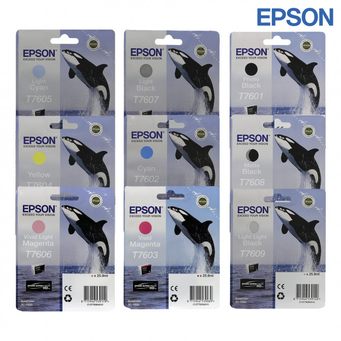 Set cartușe cu jet de cerneală Epson T760 SC-P600 (C, LBk, LC, LLBk, MBk, PBk, VLM, VM, Y) Original