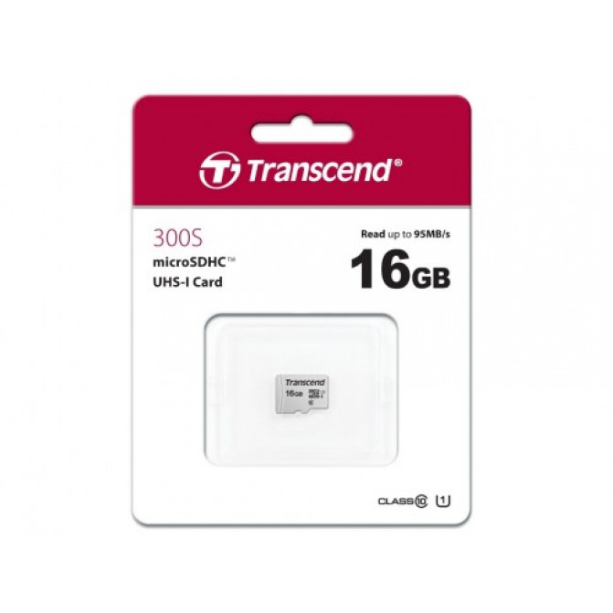 Карта памяти 16GB MicroSD, Transcend (Class 10) UHS-I (U1)