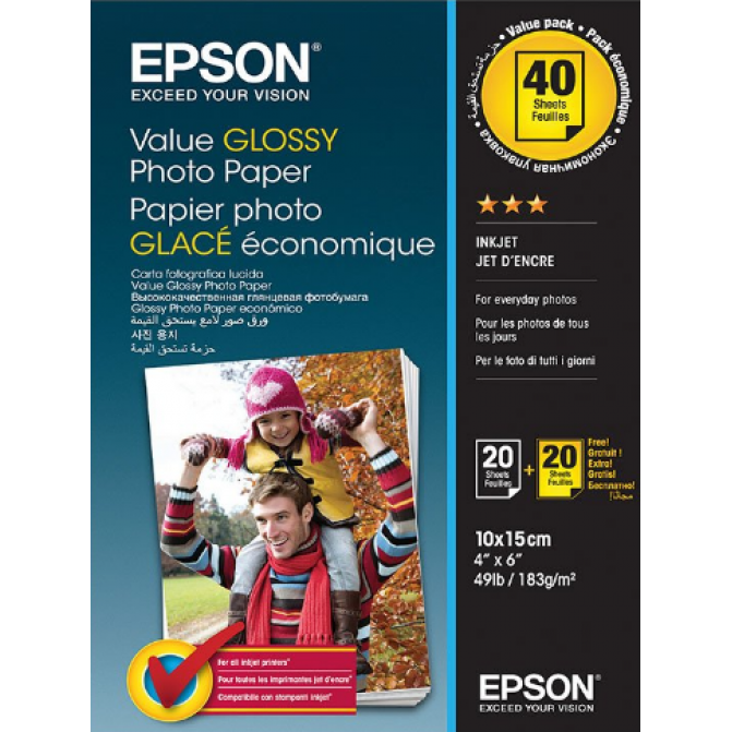 Hârtie foto 4R 183gr Lucioasă Value 40 foi Epson C13S400044