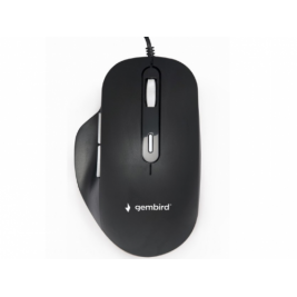 Mouse Gembird MUS-6B-02, 6-button wired optical mouse with LED edge light effects, 1200-3600dpi, USB, Black