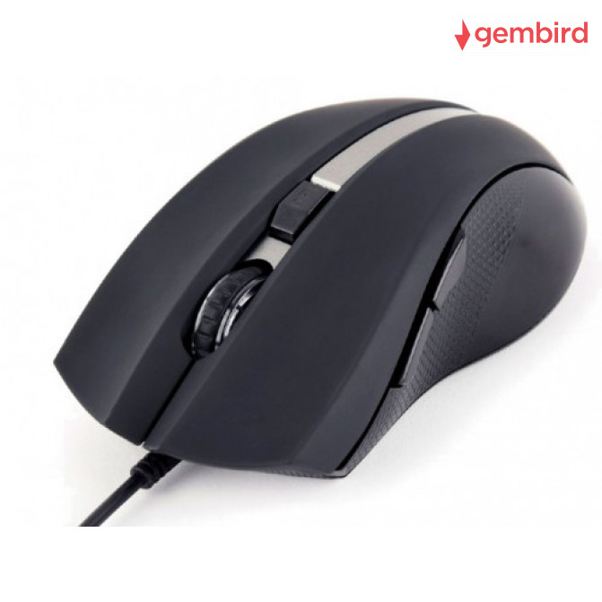 Mouse Gembird MUS-GU-02, 6-button G-laser mouse with scroll wheel, 800-2400dpi, USB, Black