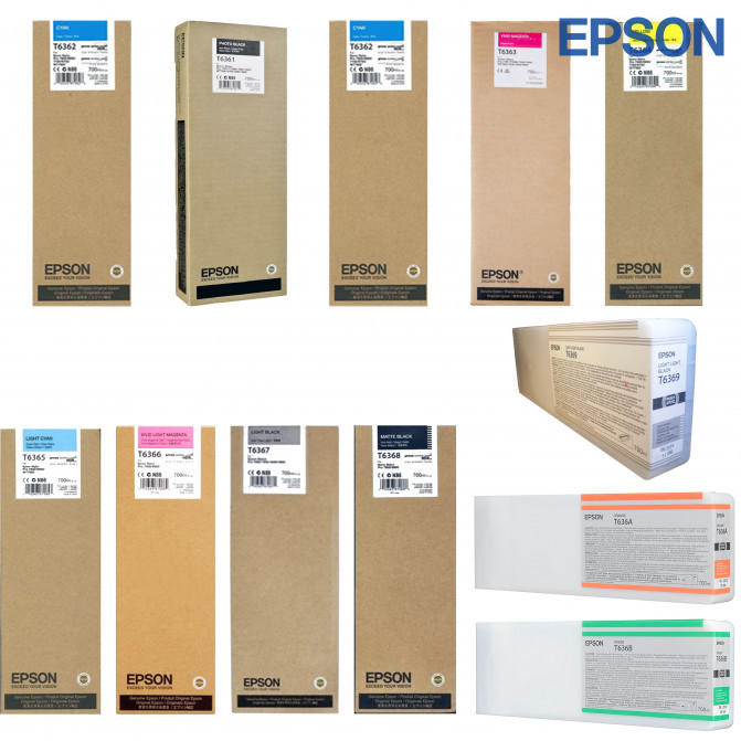 Set cartușe cu jet de cerneală Epson T636 (Bk, C, M, Y, LC, LN, LBk, MBk, LLBk, O, G) Original