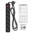 Filtru de rețea SVEN SF-06E, 6 Sockets, 1.8m, flame-retardant material Black