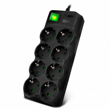 Filtru de rețea SVEN SF-08E-16, 8 Sockets, Children protection, 3.0m, ABS plastic, Black