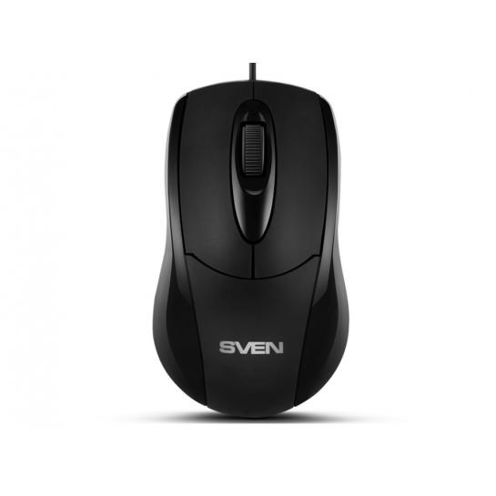 Mouse SVEN RX-110, Optical 1000 dpi, 3 buttons, Ambidextrous, Black, USB