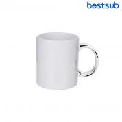 Cană pentru sublimare albă cu mâner Argintiu 11oz