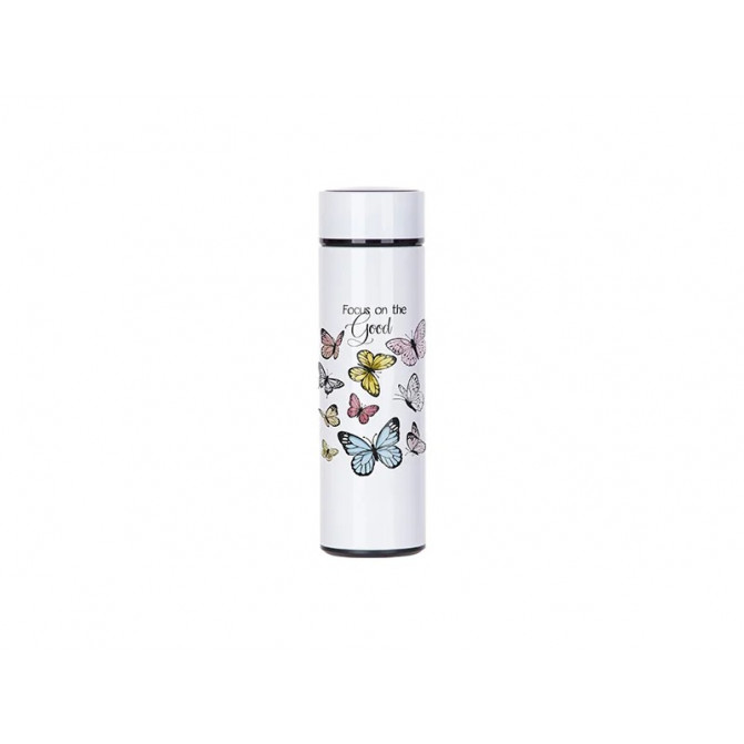 Termos inteligent pentru sublimare din oțel inoxidabil 16oz/450ml cu afișaj de temperatură (alb)