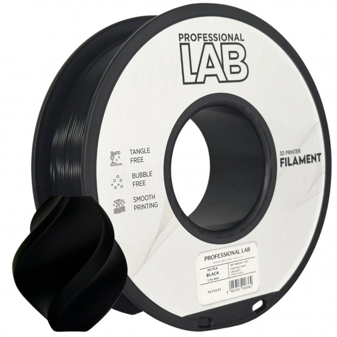 Филамент для 3D-принтера ProfLab FG-P12-E1, HS-PLA, Black, 1.75 мм, 1кг