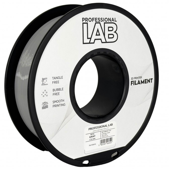 Филамент для 3D-принтера ProfLab FG-P28-E1, PETG, Gray, 1.75 мм, 1кг