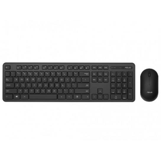 Клавиатура + Мышь Wireless Asus CW100, 12 Fn keys, Slim, Low Profile, Low-noise, 800-1600dpi, 3 buttons, 1xAA/1xAAA, 2.4Ghz, EN/RU, Black