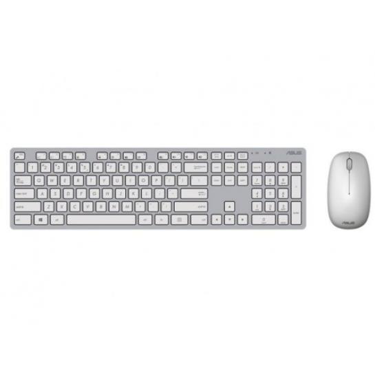 Tastatura + Mouse Wireless Asus W5000, 13 Fn keys, Ultra thin, Metal-like finish, Silent, 800-1600dpi, 3 buttons, 1xAA/2xAAA, 2.4Ghz, EN/RU, Grey