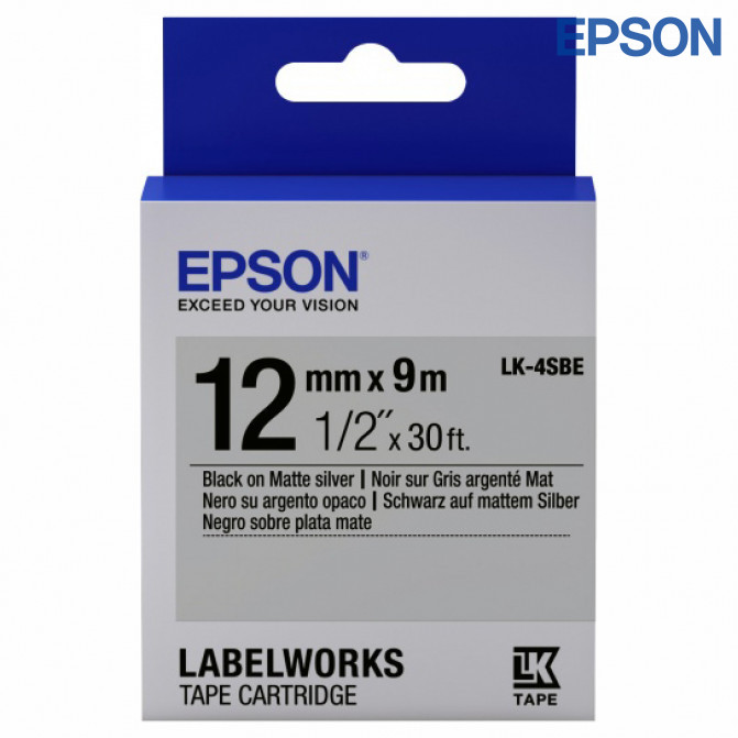 Картридж с лентой Label Epson LK-4SBE Matte Blk/MattSiv 12/9 Original