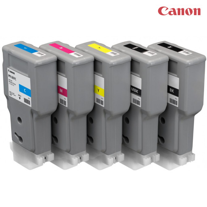 Set cartușe cu jet de cerneală Canon PFi-207 (Bk, C, M, Y, MBk) Original