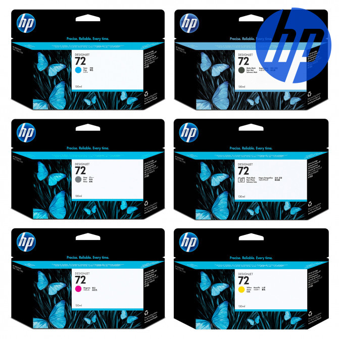 Set cartușe cu jet de cerneală HP №72 (MBk, PBk, C, M, Y, G) Original