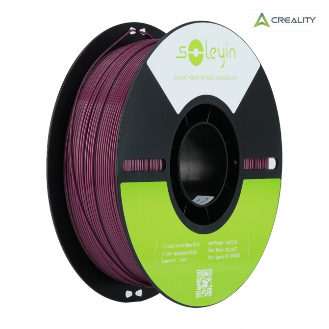 Filament PETG Mangosteen Purple, Creality, Soleyin Basic, 1kg pentru imprimanta 3D