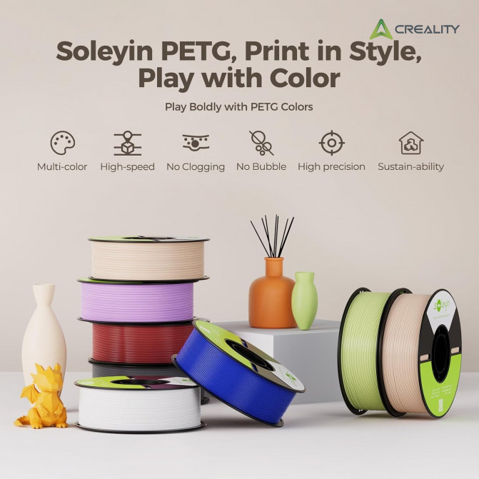 Filament PETG Mangosteen Purple, Creality, Soleyin Basic, 1kg pentru imprimanta 3D