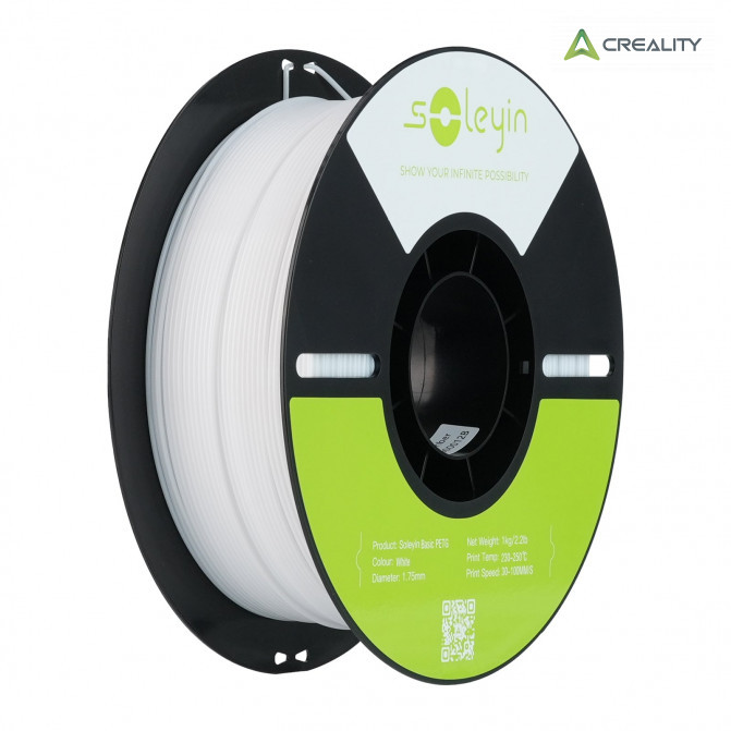 Filament PETG White, Creality, Soleyin Basic, 1kg pentru imprimanta 3D