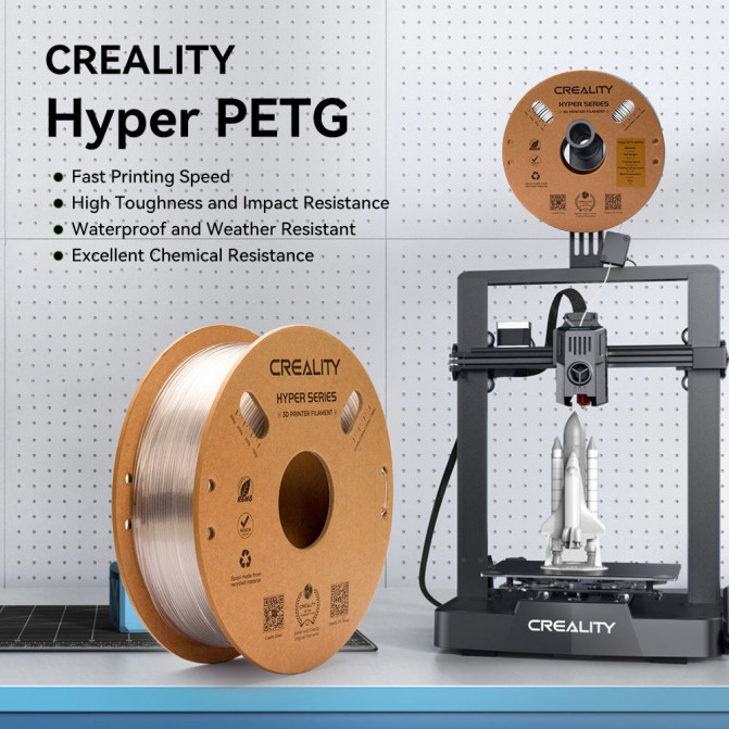 Filament pentru imprimanta 3D Creality, Hyper PETG, White+White, 1.75 мм, 2кг