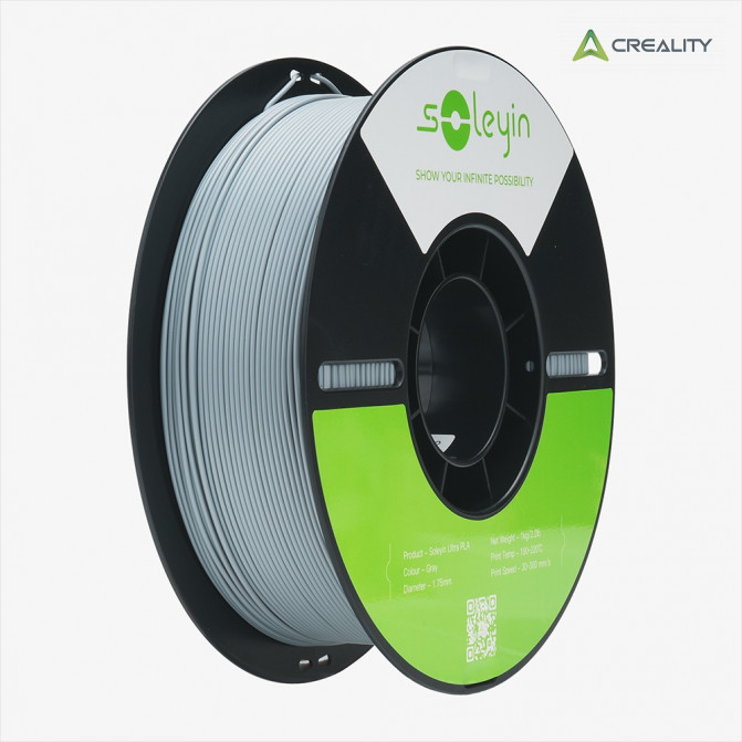 Филамент PLA Gray, Creality, Soleyin Ultra, 1кг для 3D-принтера