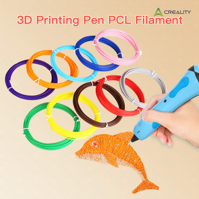 Filament pentru stilou 3D PCL, Creality, set: 10 culori, 1.75 mm