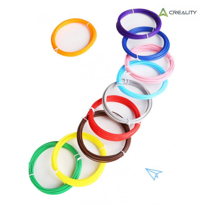 Filament pentru stilou 3D PCL, Creality, set: 10 culori, 1.75 mm