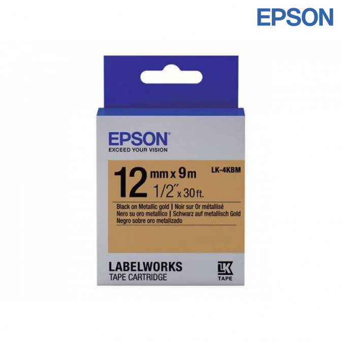 Картридж с лентой Label Epson LK-4KBM Metallic Blk/Gold 12/9 Original