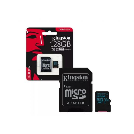 Карта памяти 128GB microSD Class10 A1 UHS-I + SD adapter  Kingston Canvas Select Plus, 600x