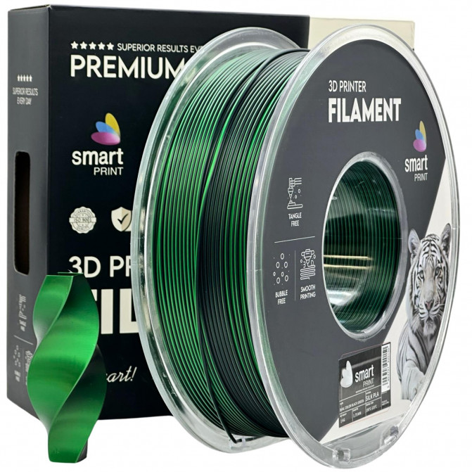 Filament pentru imprimanta 3D Smart Print FG-S101-E1, Silk PLA, Black-Green, 1.75 мм, 1кг