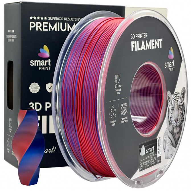 Filament pentru imprimanta 3D Smart Print FG-S97-E1, Silk PLA, Red-Blue, 1.75 mm, 1kg