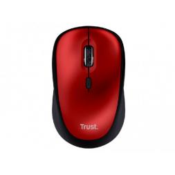 Mouse Trust Yvi + Eco Wireless Silent Mouse - Red, 8m 2.4GHz, Micro receiver, 800-1600 dpi, 4 button, AA battery, USB