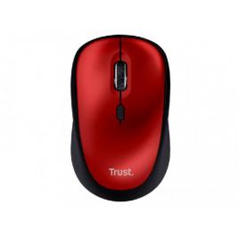 Mouse Trust Yvi + Eco Wireless Silent Mouse - Red, 8m 2.4GHz, Micro receiver, 800-1600 dpi, 4 button, AA battery, USB