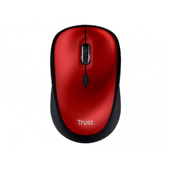 Мышь Trust Yvi + Eco Wireless Silent Mouse - Red, 8m 2.4GHz, Micro receiver, 800-1600 dpi, 4 button, AA battery, USB