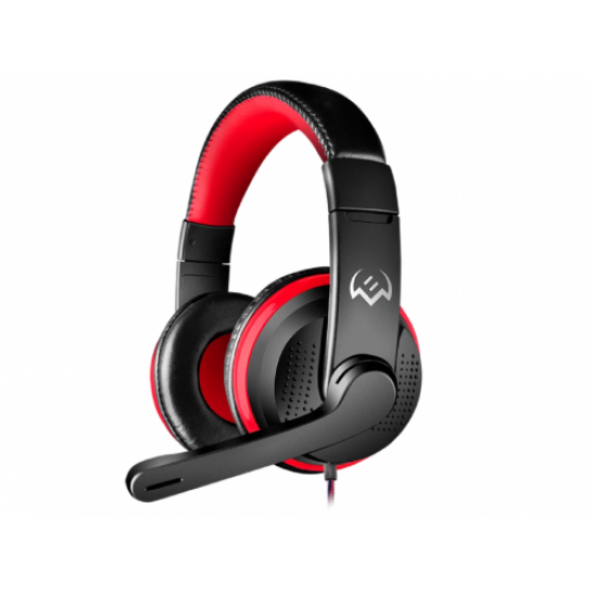 Наушники SVEN AP-G112MV, Gaming Headphones with microphone, 2*3.5 mm (3 pin) stereo mini-jack, Fabric cable 1.8m, Black-Red