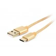 Кабель USB2.0/Type-C Premium cotton braided, Gold 1.8m