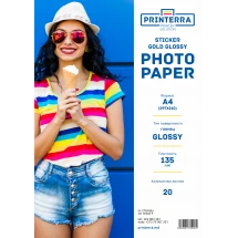 Фотобумага A4 135 гр Глянцевая Стикерная GOLD 20 листов