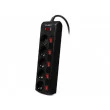 Сетевой фильтр SVEN SF-05PL, 5 Sockets, 1.8m, individual switches, Black