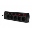 Сетевой фильтр SVEN SF-05PL, 5 Sockets, 1.8m, individual switches, Black