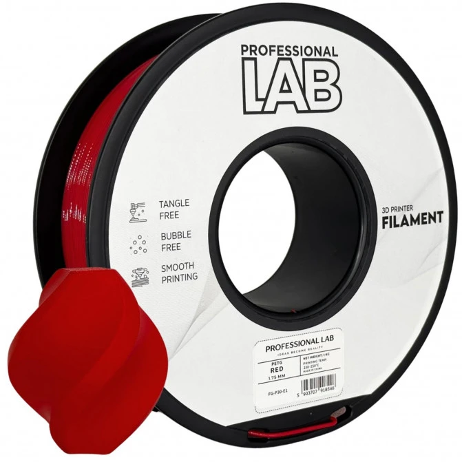 Філамент для 3D-принтера Prof. Lab PETG червоний 1,75 мм 1 кг