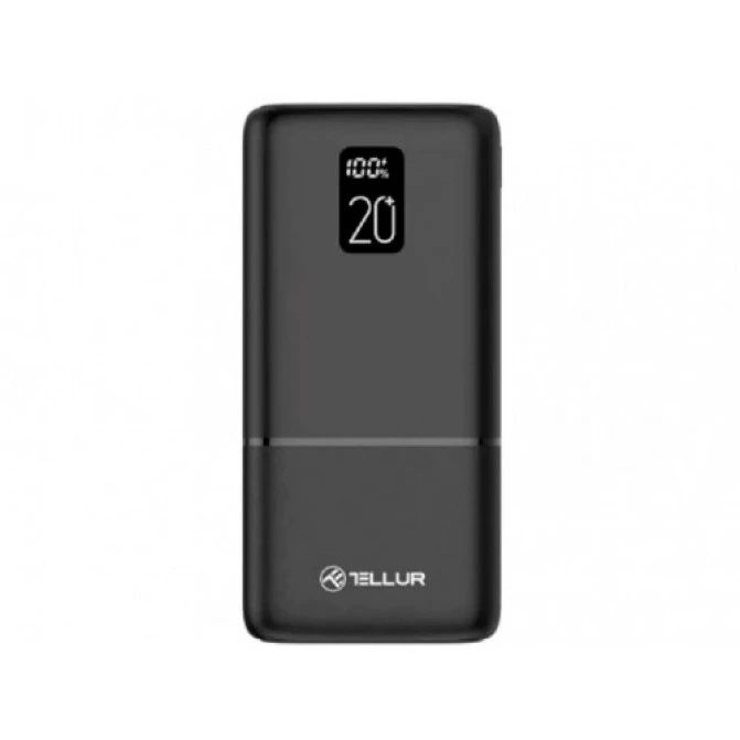 Повербанк 20000mAh - Tellur Boost Pro PD202 2xQC3.0 22.5W + PD 20W, LCD display, negru TLL158351