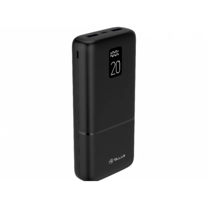 Повербанк 20000mAh - Tellur Boost Pro PD202 2xQC3.0 22.5W + PD 20W, LCD display, negru TLL158351