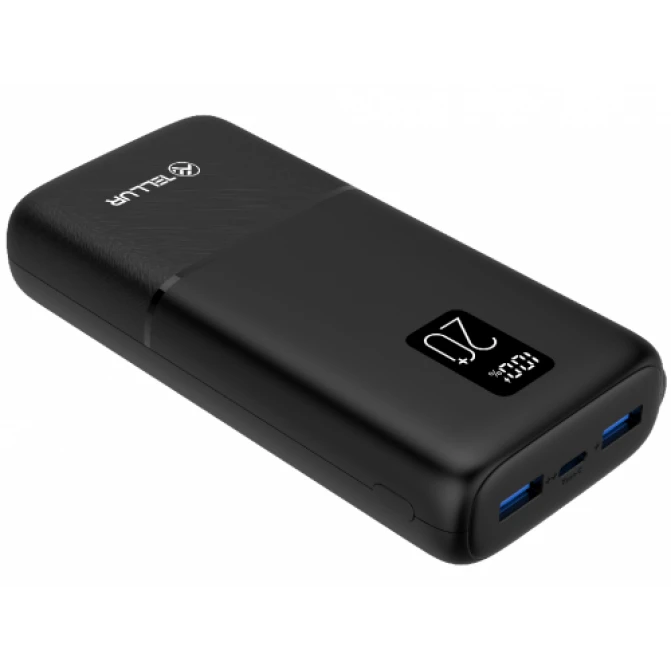 Повербанк 20000mAh - Tellur Boost Pro PD202 2xQC3.0 22.5W + PD 20W, LCD display, negru TLL158351