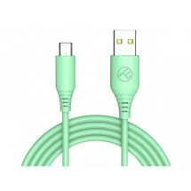 Cablu din silicon Tellur USB to Type-C, 3A, 1m, green