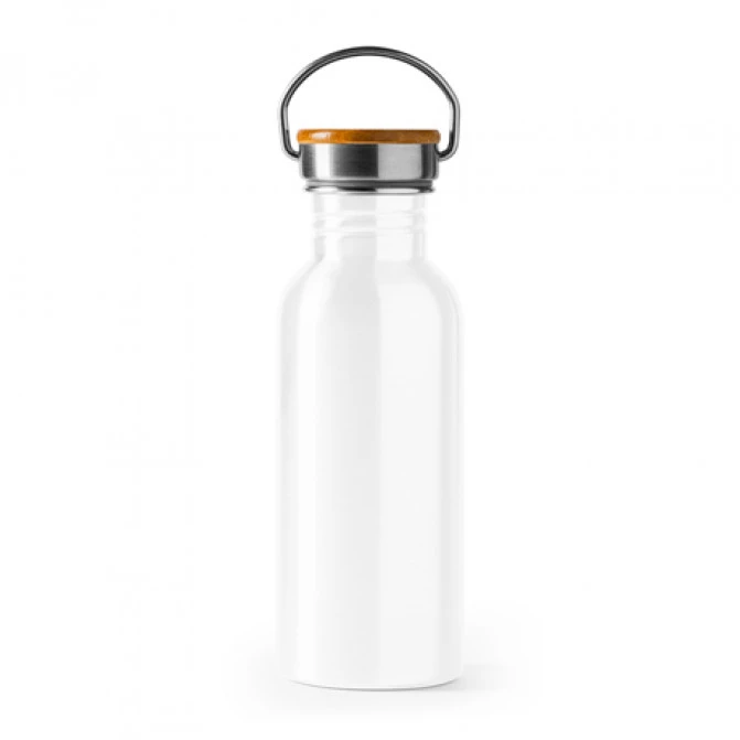 Bidon pentru sublimare BOINA  4039 din oțel inoxidabil 304 și bambus 650ml. alb