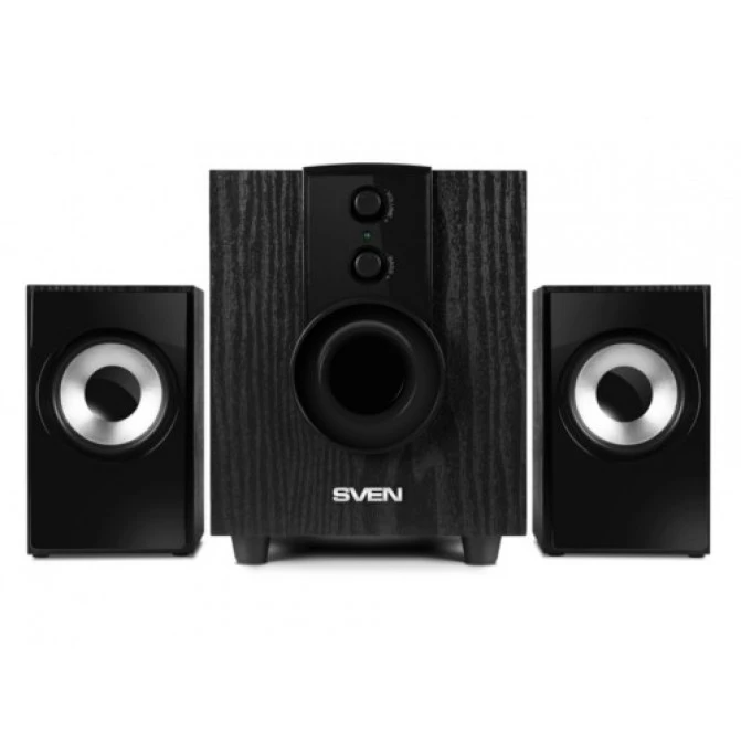 Boxe SVEN MS-107 Black,  2.1 / 5W + 2x2.5W RMS, master volume control and bass, all wooden, (sub.4" + satl.3")