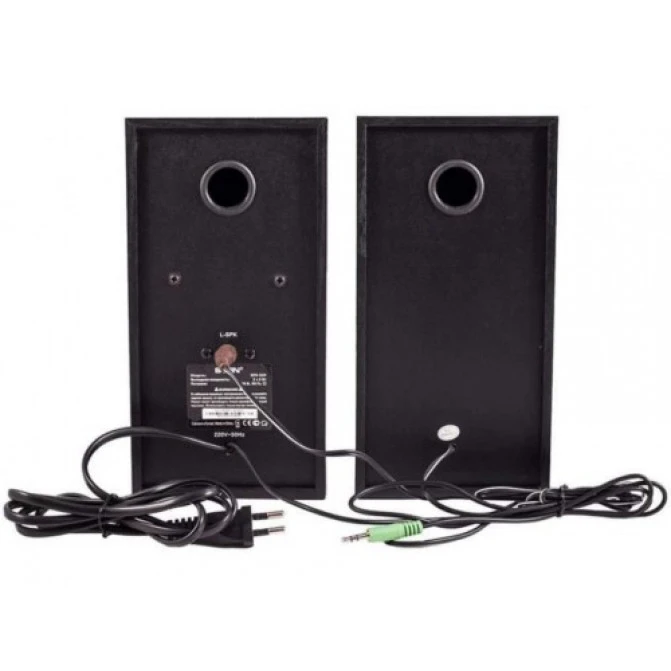Колонки SVEN SPS-619 GOLD (Black),  2.0 / 2x10W RMS, headphone jack, wooden, (3"+1")