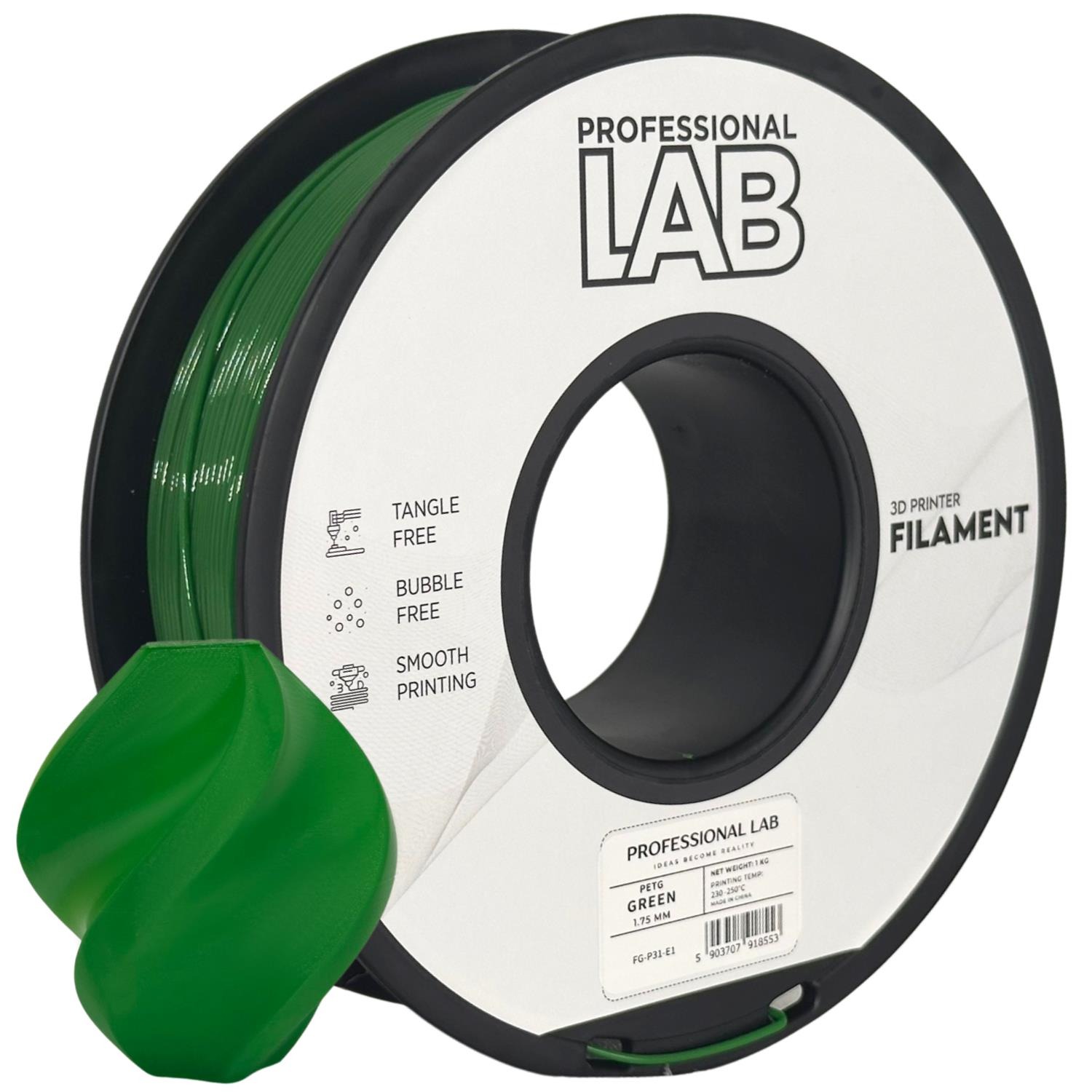 Філамент для 3D-принтера Prof. Lab PETG зелений 1,75 мм 1 кг