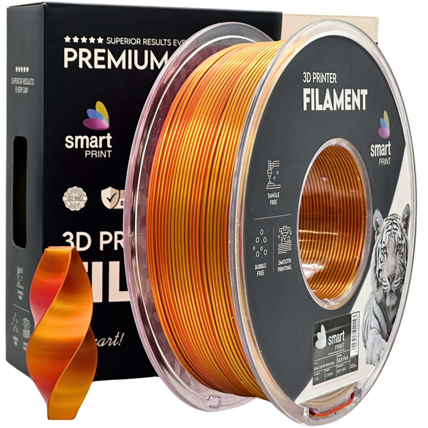 Філамент Smart Print Silk PLA двоколірний червоно-золотий 1 кг ЧЕРВОНЕ ЗОЛОТО