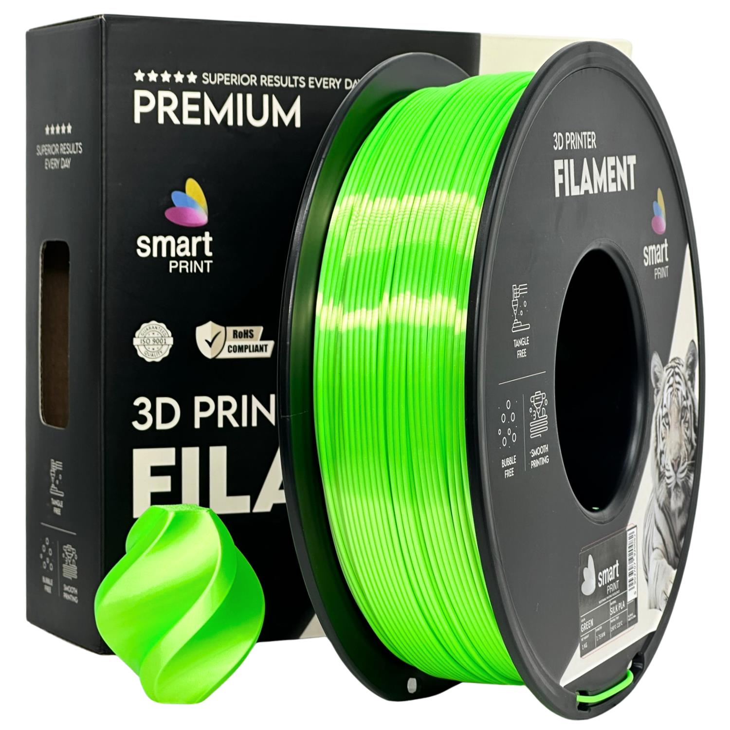 Філамент Smart Print Silk PLA зелений | Зелений 1,75 мм 1 кг